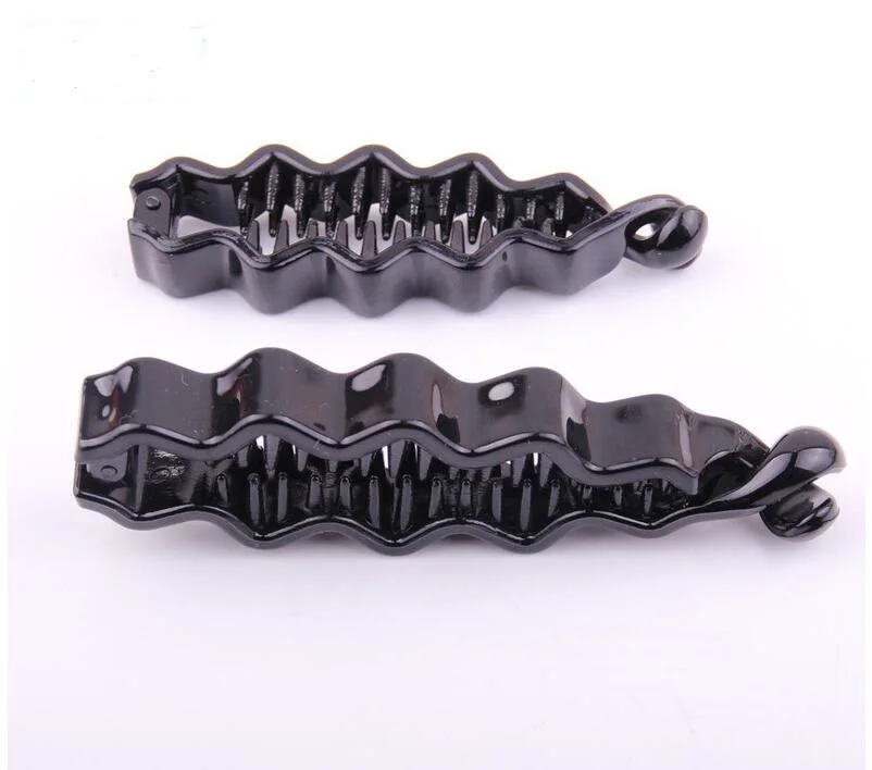 

LARGE SMALL Banana Hairpin For Women ABS Plastic Hair Clips Solid Black Wave Banana Hair Clip Hair Accessories For Lady