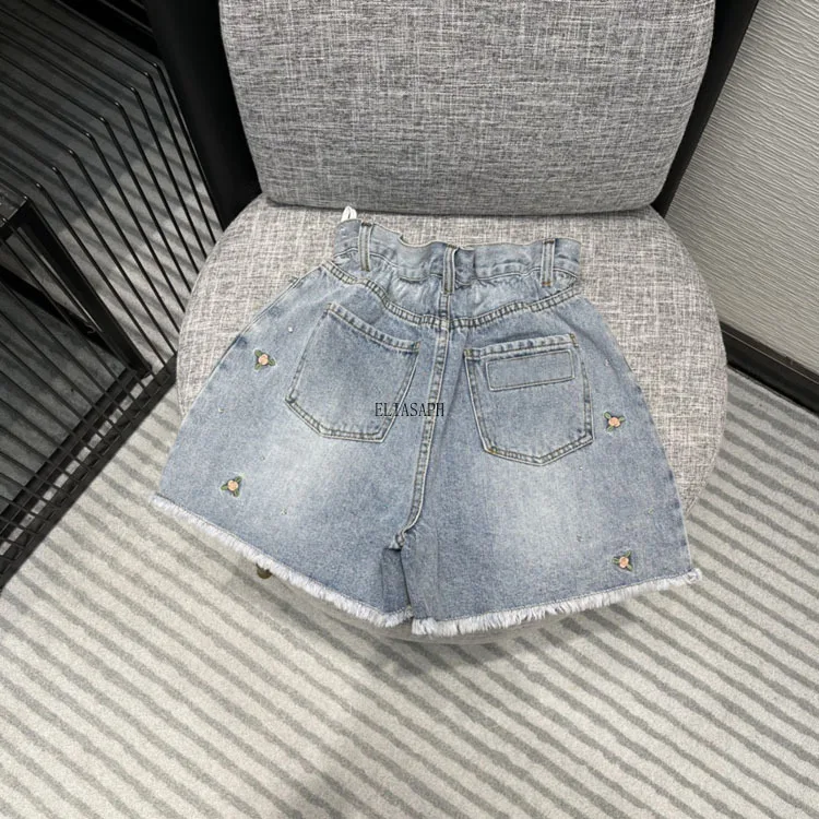 High-end Brand Jean Shorts Women Summer 2020 Embroidery Floral High Waist Casual Mini Jeans Streetwear Fashion Denim Shorts Lady