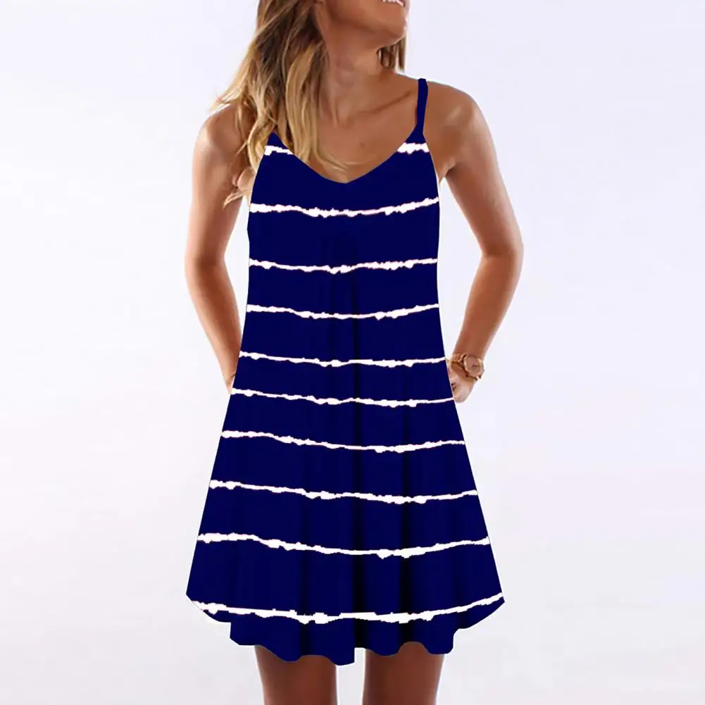 

Summer Dress for Women Sleeveless Dress Sexy Sleeveless Knee-Length Dress Women Loose Sundress Beach Robe A-line Dress Vestidos