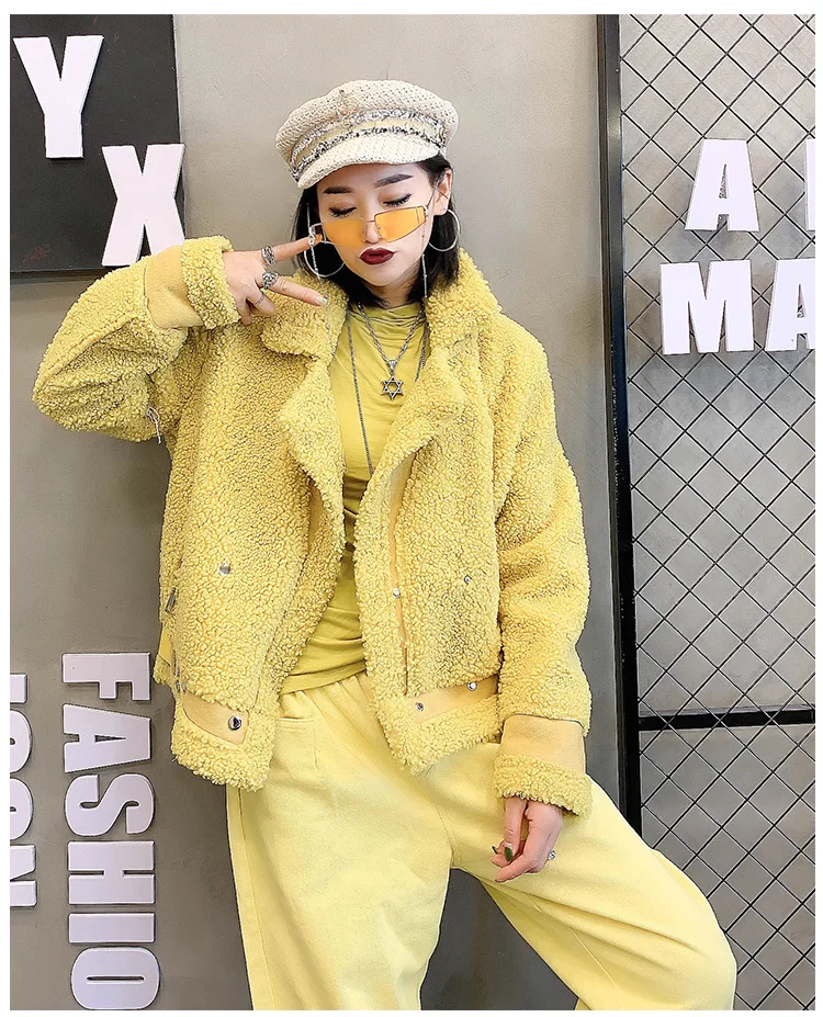 Noble Sheepskin Wool Fur Blends Coats for Women Winter Fashion Wool Fur Coat Female Warm Outwear Sheep Shearing lady Fur Jacket