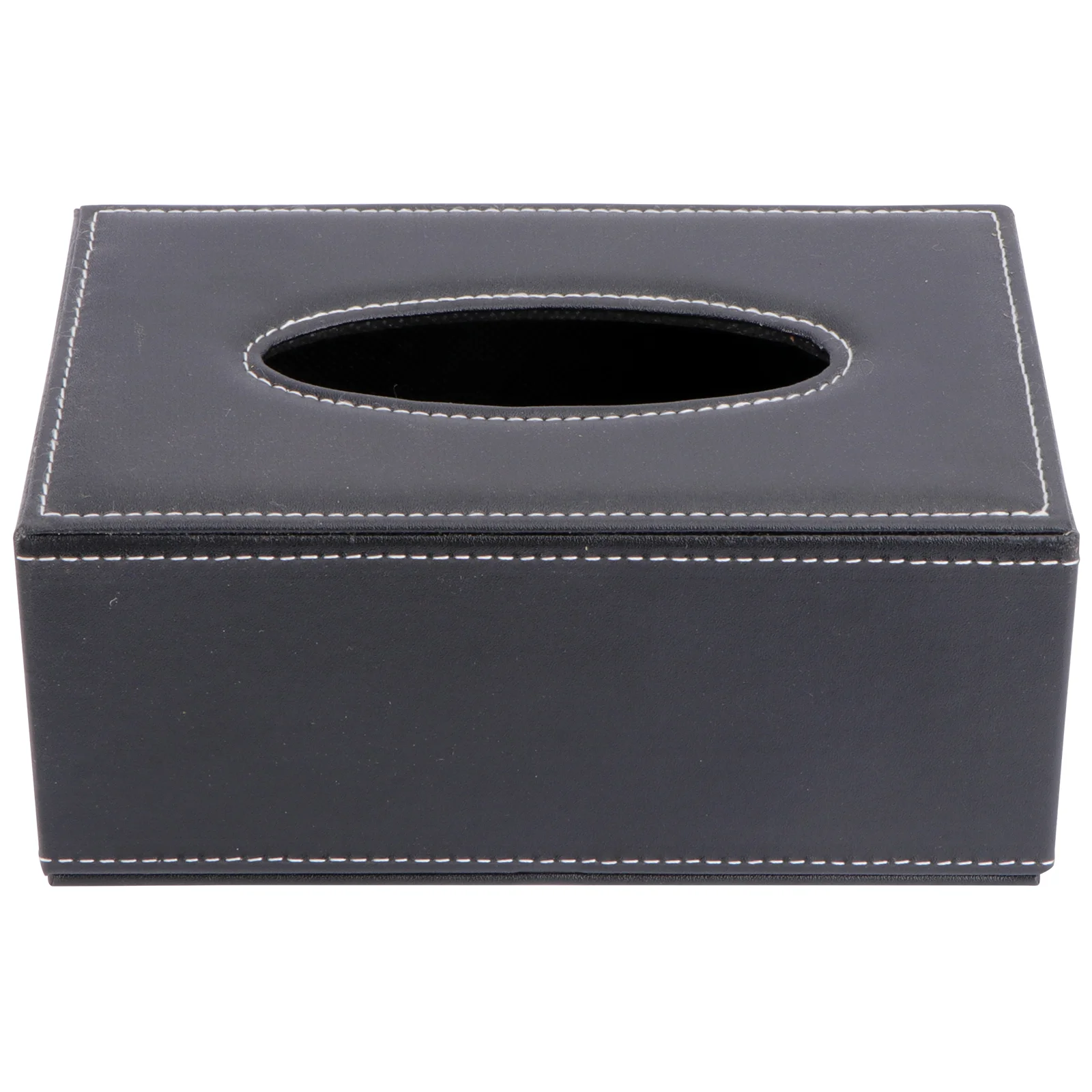 

1 Pc Decorative Tissue Container Chic PU leather Napkin Box (M, Black)