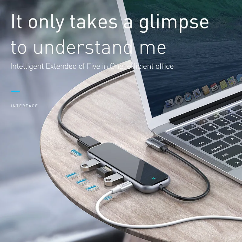 Kaufen Usb Typ C Hub Zu Hdmi-Kompatibel Rj45 Multi Usb 3,0 Power Adapter Für Macbook Pro Air Dock 3 Port Usb-C Usb Hub Splitter