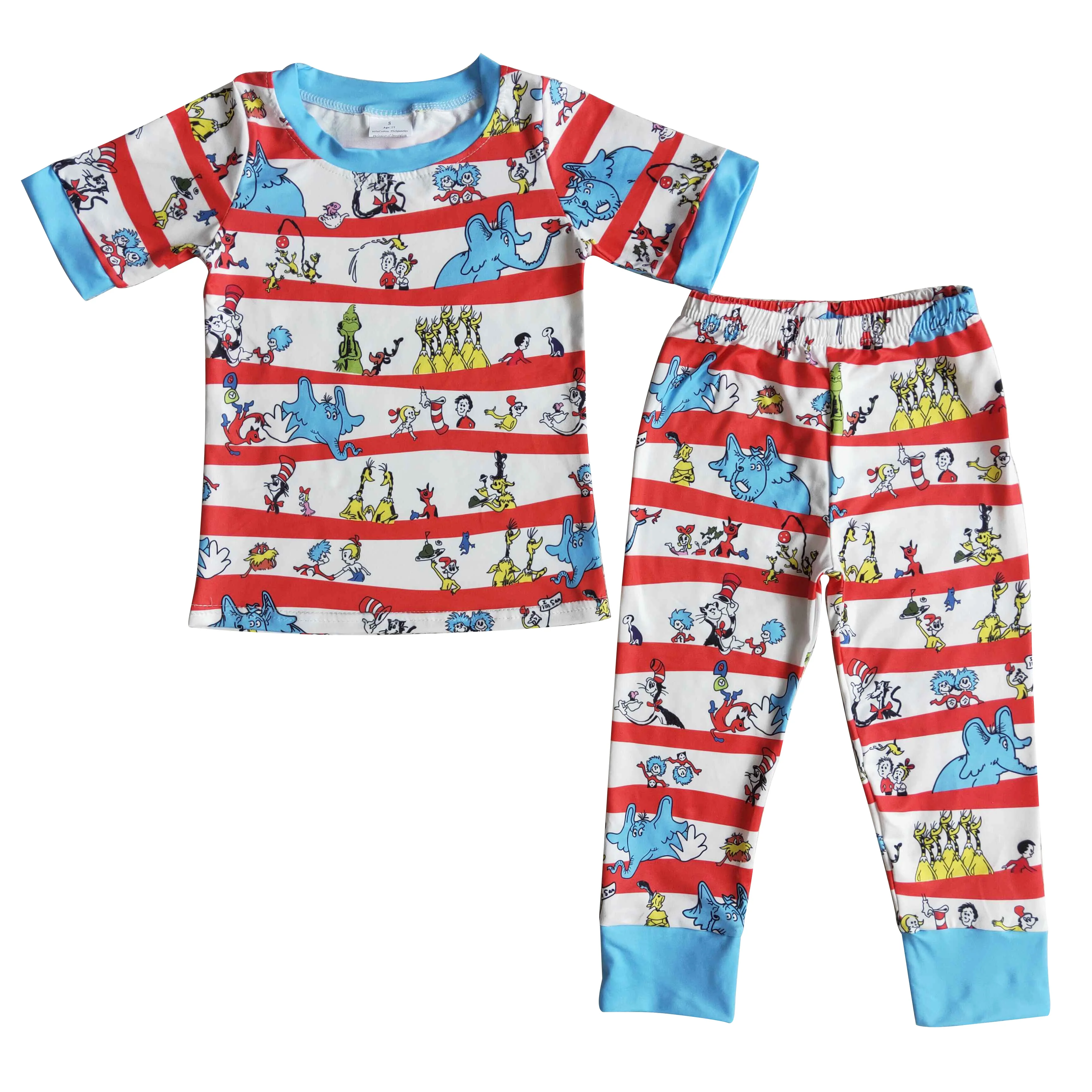 Бутиковый пижамный комплект для маленьких мальчиков штаны с коротким рукавом и