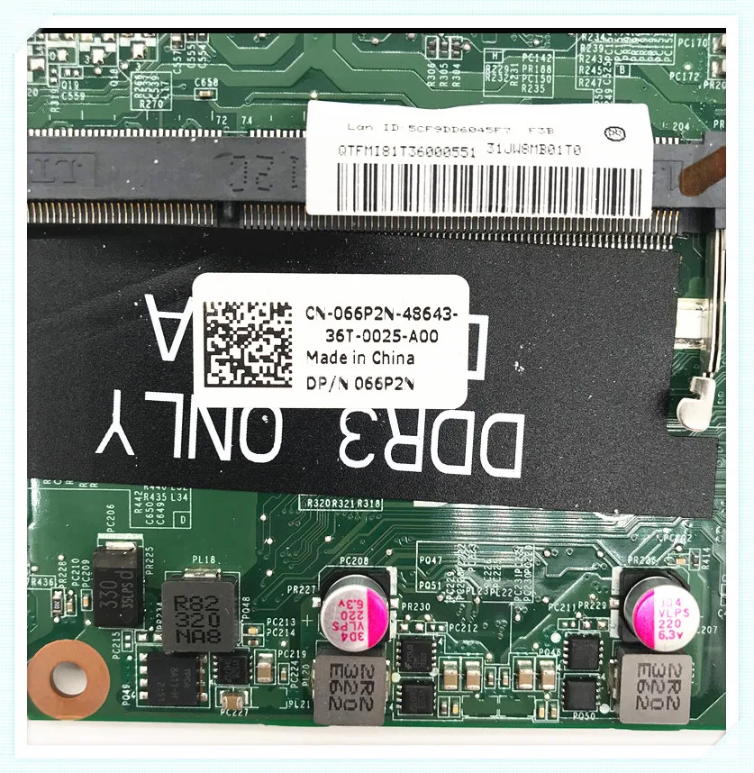 Материнская плата для ноутбука Dell V5460 5460 DA0JW8MB6F0 CN-066P2N 066P2N 66P2N с SR0N2 I3-3110M 100% работает