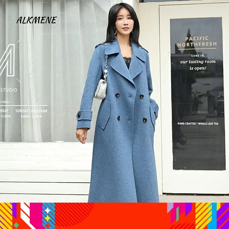 Женское пальто из 100% шерсти Двустороннее нейлона Осень-зима 2019 новое свободное