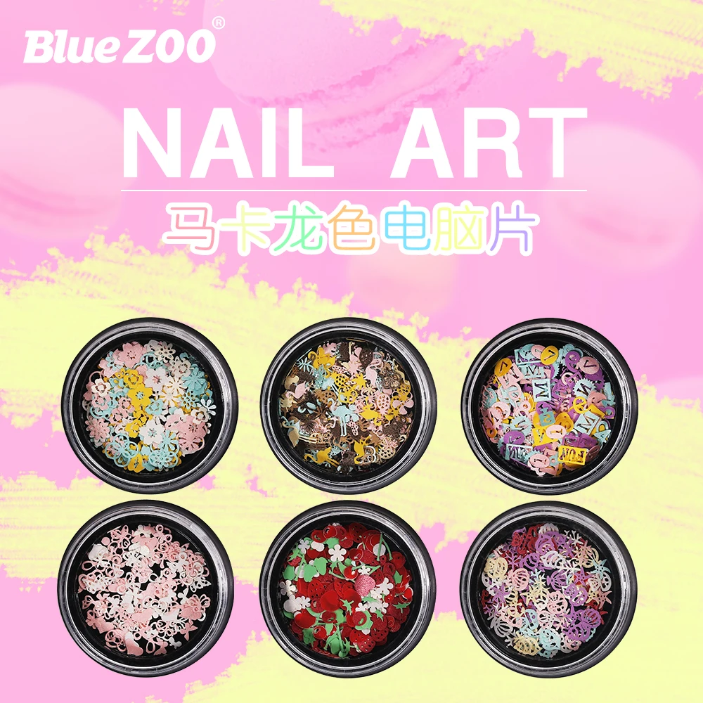 Синий зоопарк Макарон лист для ногтей красочные милые птицы наклейки цветок