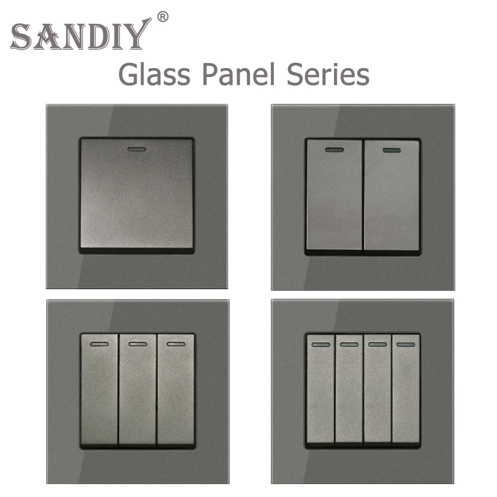 Настенный выключатель SANDIY со светодиодной подсветкой стандарт Великобритании