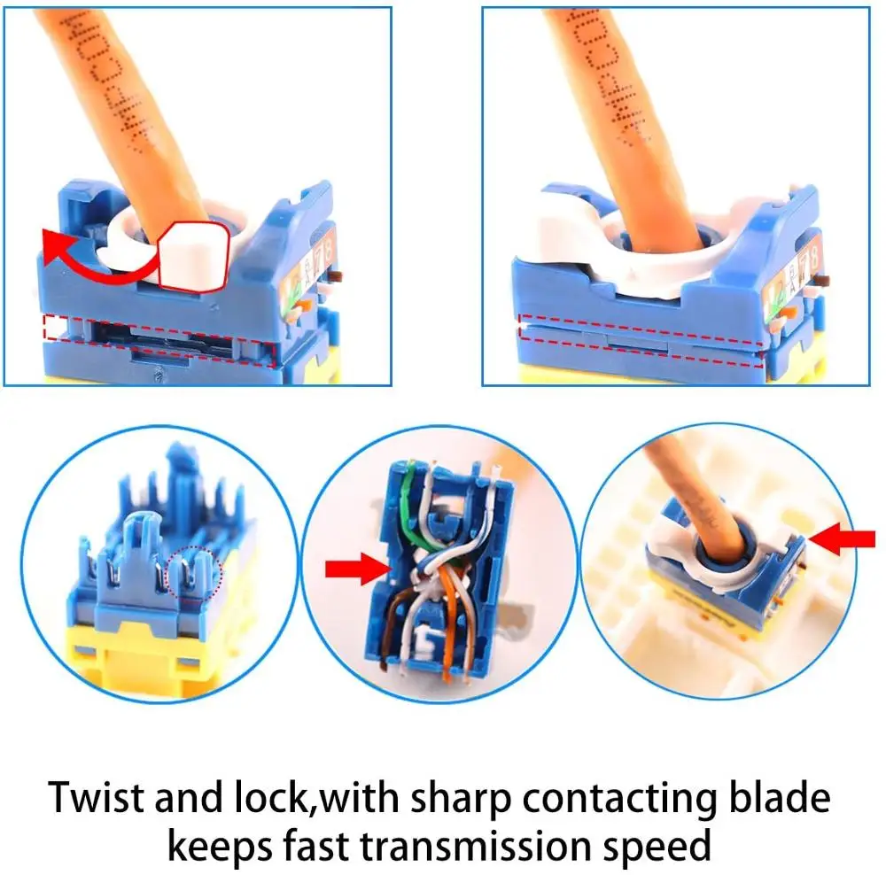 Набор инструментов AMPCOM CAT6 RJ45 с разъемом без ключа перфоратора синий разъем