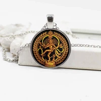 vintage golden buddha necklace shiva dance crystal glass pendant necklace jewelry accessories