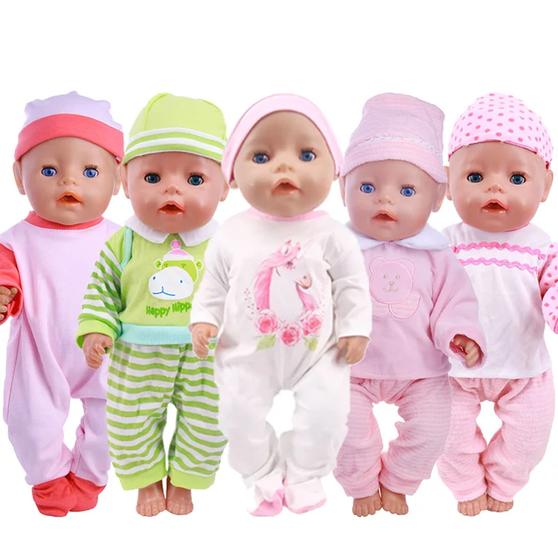 43cm New Born Baby Doll Clothes Jump Suits Pajamas Fit For 43cm Baby Doll 18 Inch Reborn Baby Doll Clothes