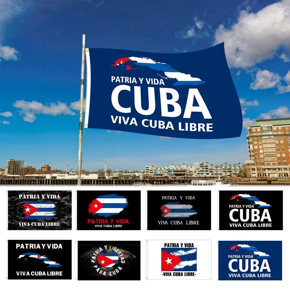 

90x150cm 8 Models Cuban Flag PATRIA Y VIDA VIVA CUBA LIBRE Flag Cuban Libre Flag With 2 Metal Grommets Backyard Party Decoration