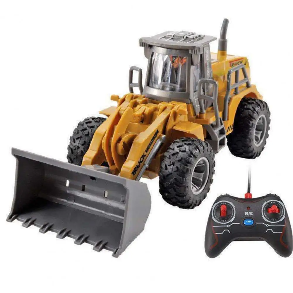 Excavadora con Control remoto para niños, vehículo de construcción con carga USB, modelo de juguete,