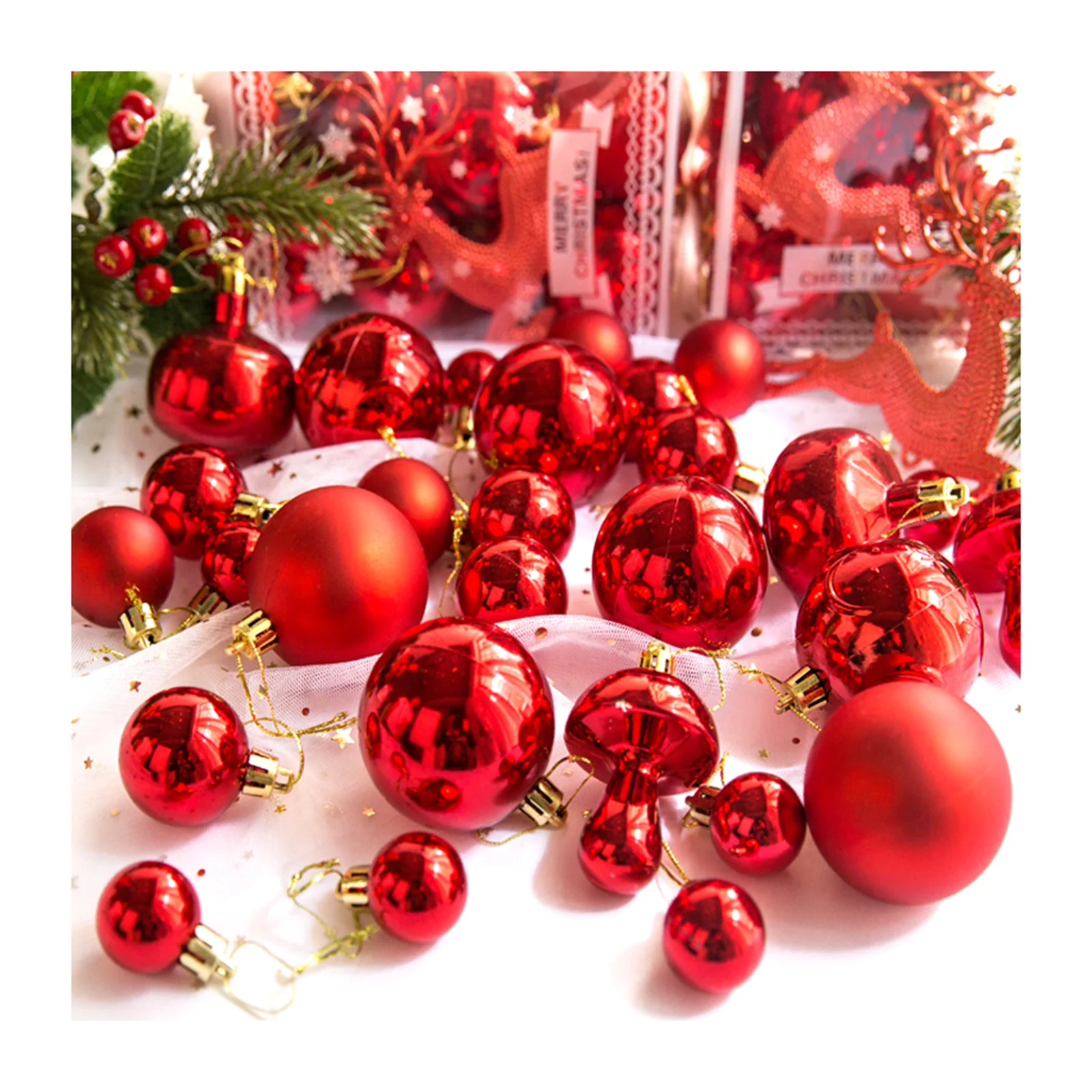 

Shatterproof Christmas Ball Ornaments Set Window Decorative Pendants Reusable Hand-held Gift for Xmas Tree PAK55