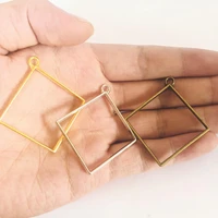 10pcs metal square geometric hollow frame pendant charm uv epoxy resin craft bezel for diy jewelry making accessories