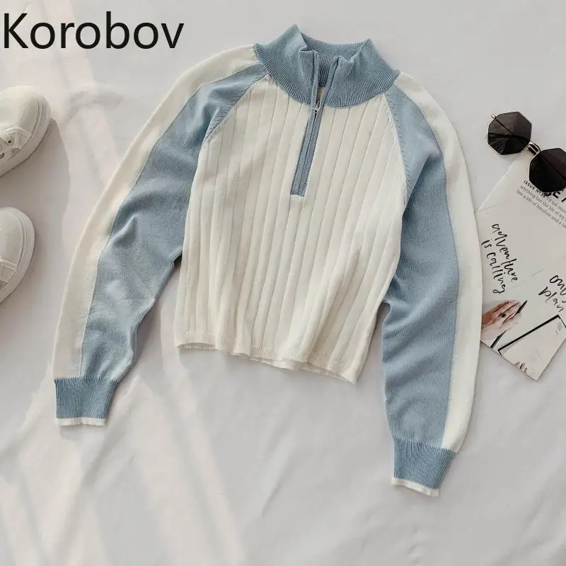 Коробов новые осенние на молнии с высоким плотно облегающим шею воротником