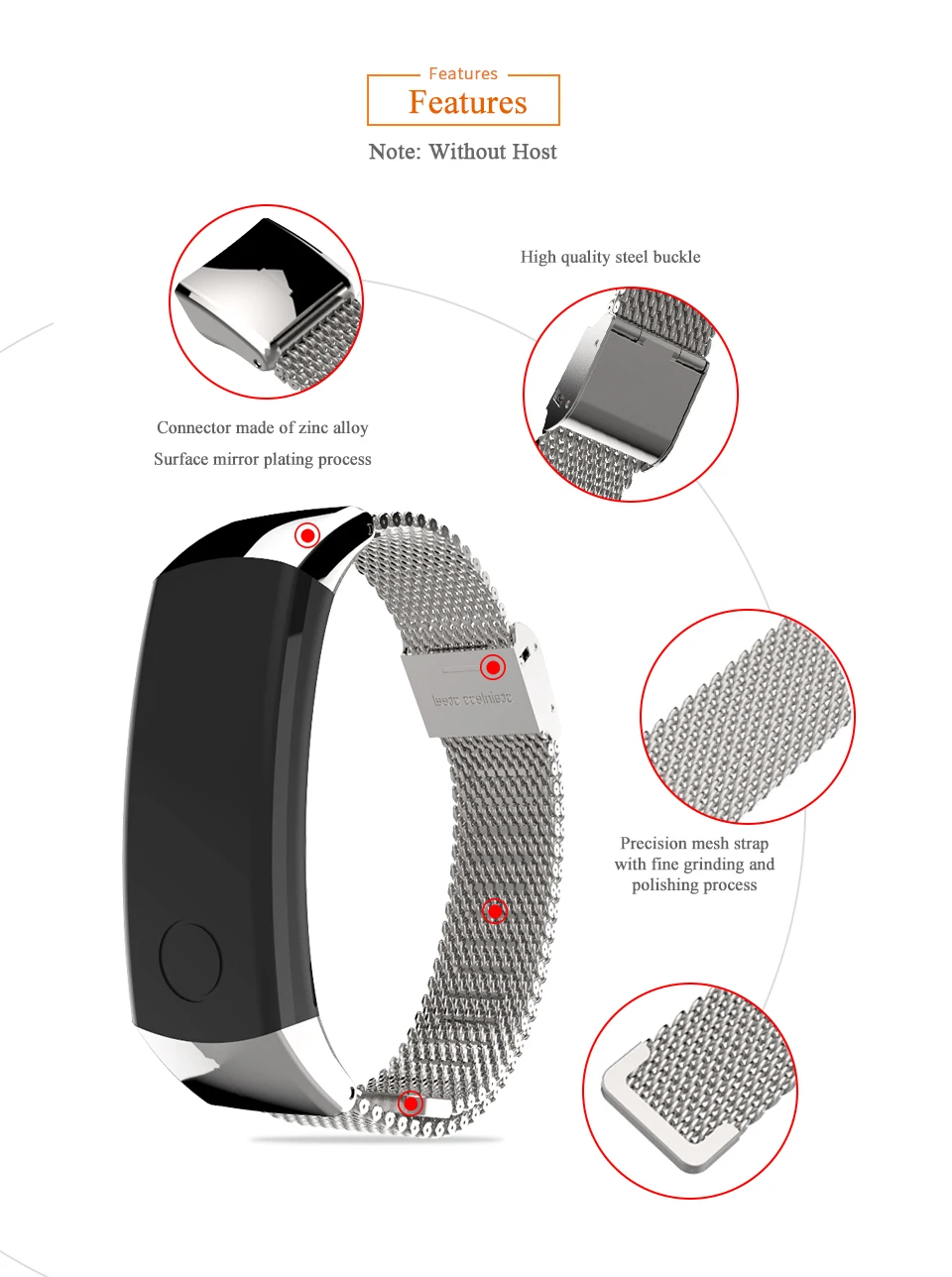 Mijobs металлический ремешок для huawei Honor 3 Band Milanese аксессуары из нержавеющей стали ремешок для часов для huawei Watch