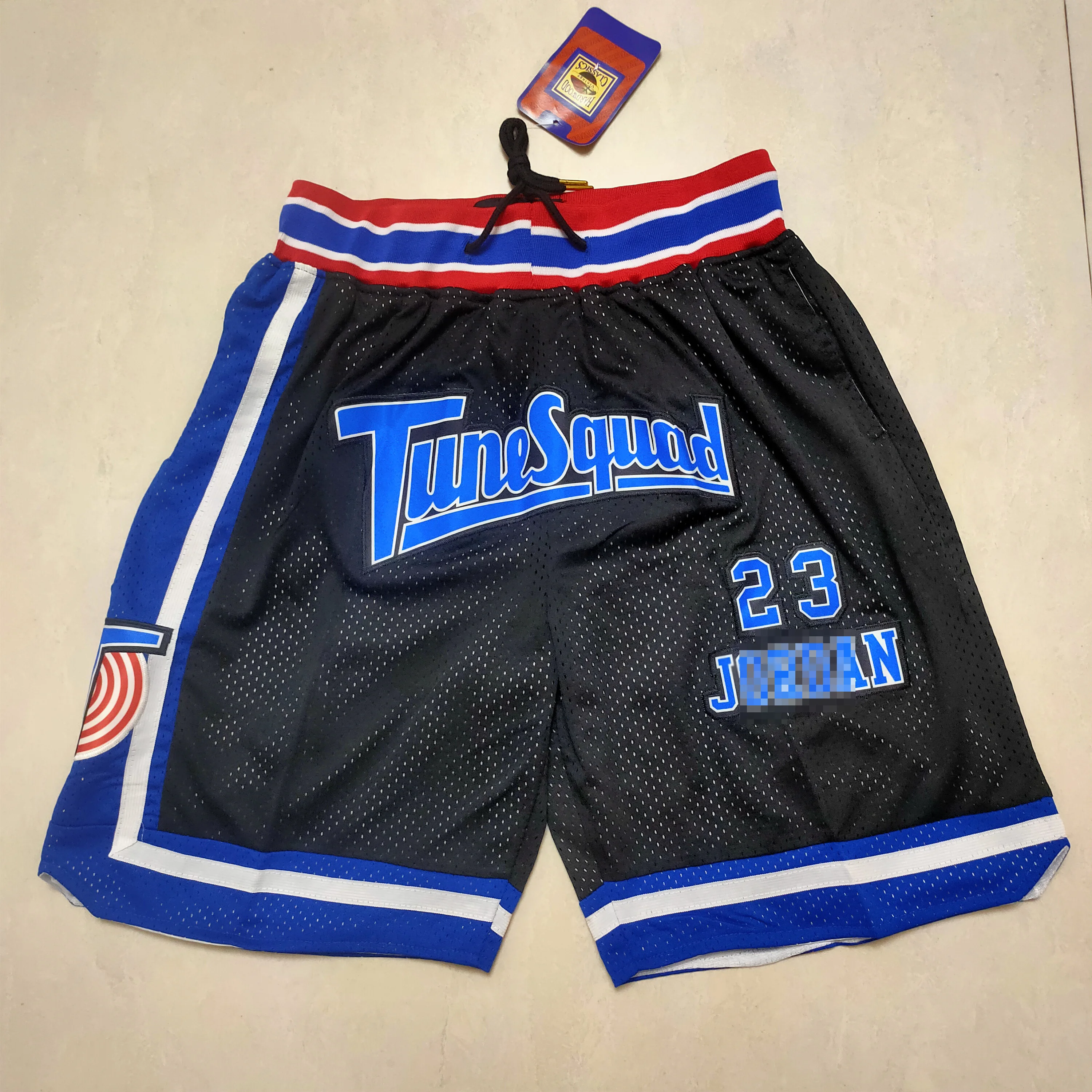 

The New Tune Squad Basketball Shorts Embroidery Stitched Black With Pockets