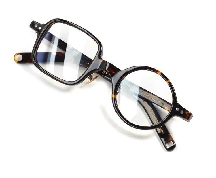 Iron Man Robert Downey Jr glasses asymmetric Eyeglasses handmade acetate irregular shape metal nose