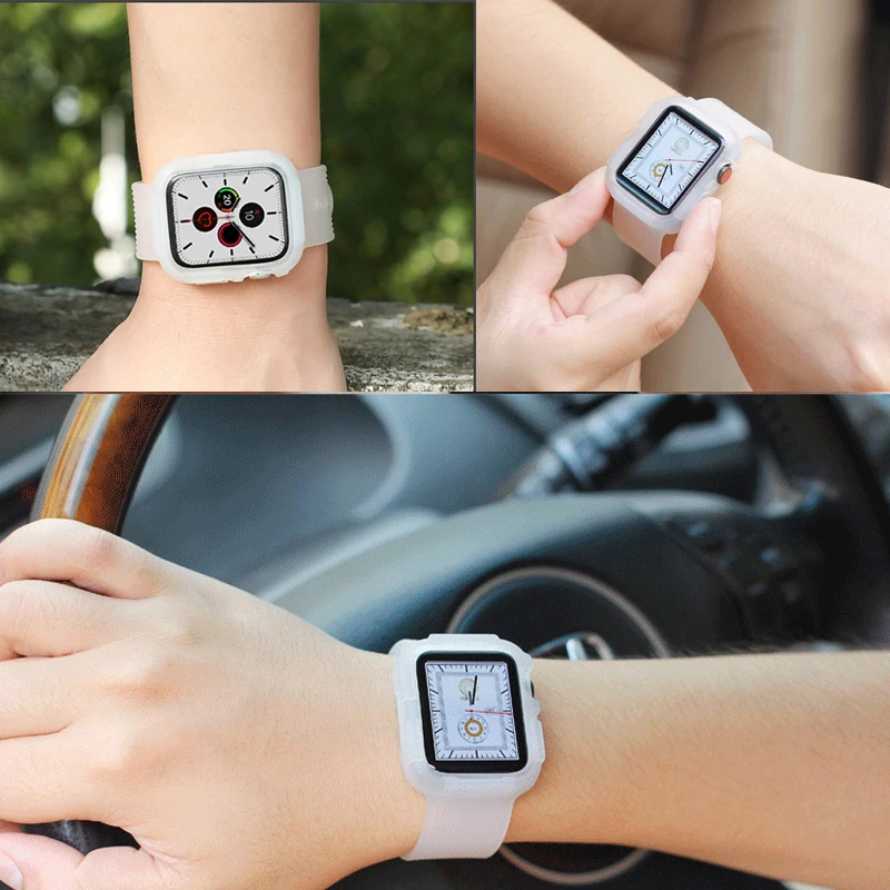 Ремешок силиконовый спортивный для Apple Watch 5 4 3 2 1 38 мм 42 резиновый браслет Iwatch series 40