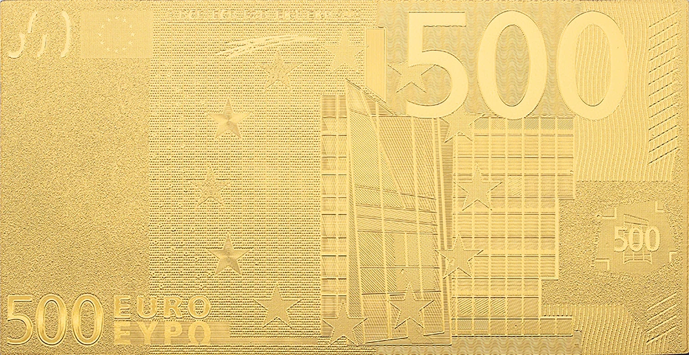 Подарок памятная монета 500 евро старая банкнота 24k позолоченная Рождественская