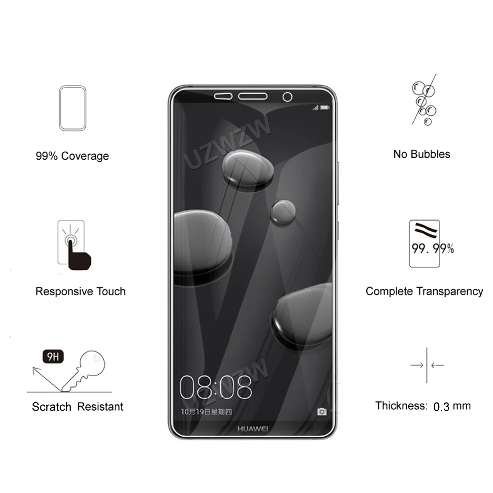 Закаленное стекло для Huawei Mate 10 / Pro прозрачная защитная пленка HD 0 3 мм Твердость 9H