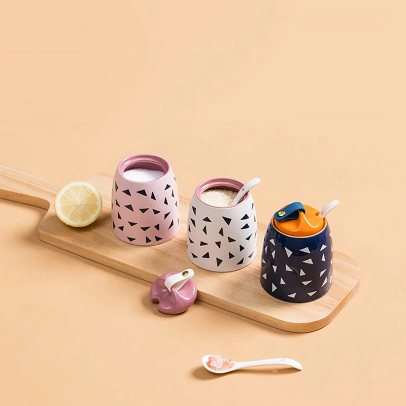 

Ceramic Seasoning Pot With Spoon And Lid Seasoning Pot#1 2021 New