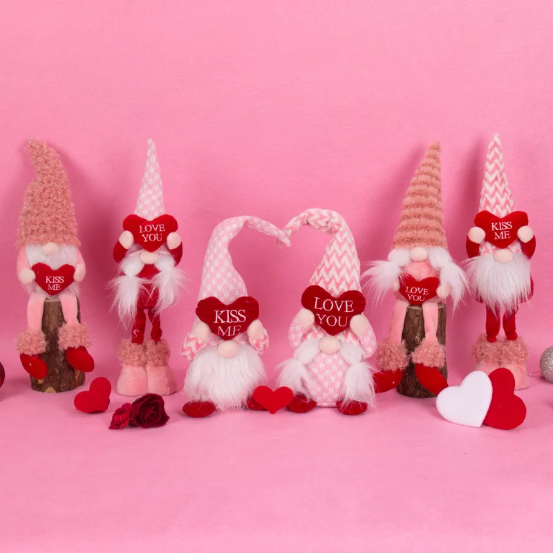 Regalo de San Valent&iacute;n para pareja, mu&ntilde;eco enano sin rostro, decoraci&oacute;n de fiesta de San Valent&iacute;n-1