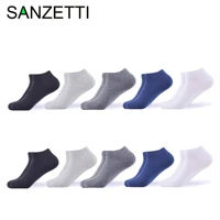sanzetti comfortable mens casual combed cotton classic business solid socks party gift breathable soft dress ankle socks