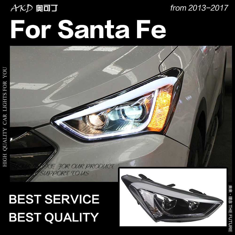 АКД стайлинга автомобилей фара для Hyundai IX45 фары 2013 2016 Новинка Santa Fe светодиодный DRL