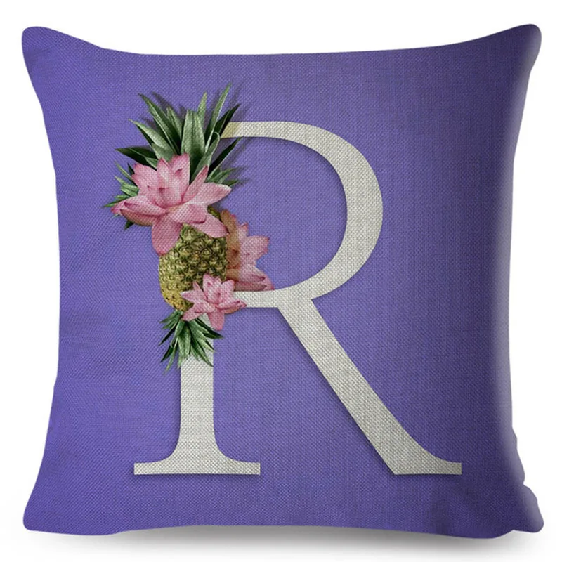

Creative Letter A-Z Image Linen Square Soft and Comfortable Pillowcase Size 45x45cm Home Bedroom Hotel Car Decorative Pillowcase