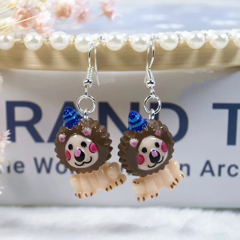 1 пара женские серьги-подвески с рисунком цирка клоуна и животных плоские конфета