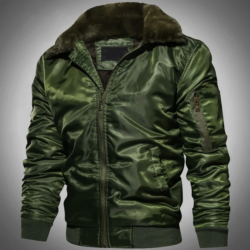 Men's Winter MA1 Tactical Pilot Bomber Jacket Autumn Fleece Warm Military Jacket Wool Collar Army Air Force Coats Plus Size 3XL