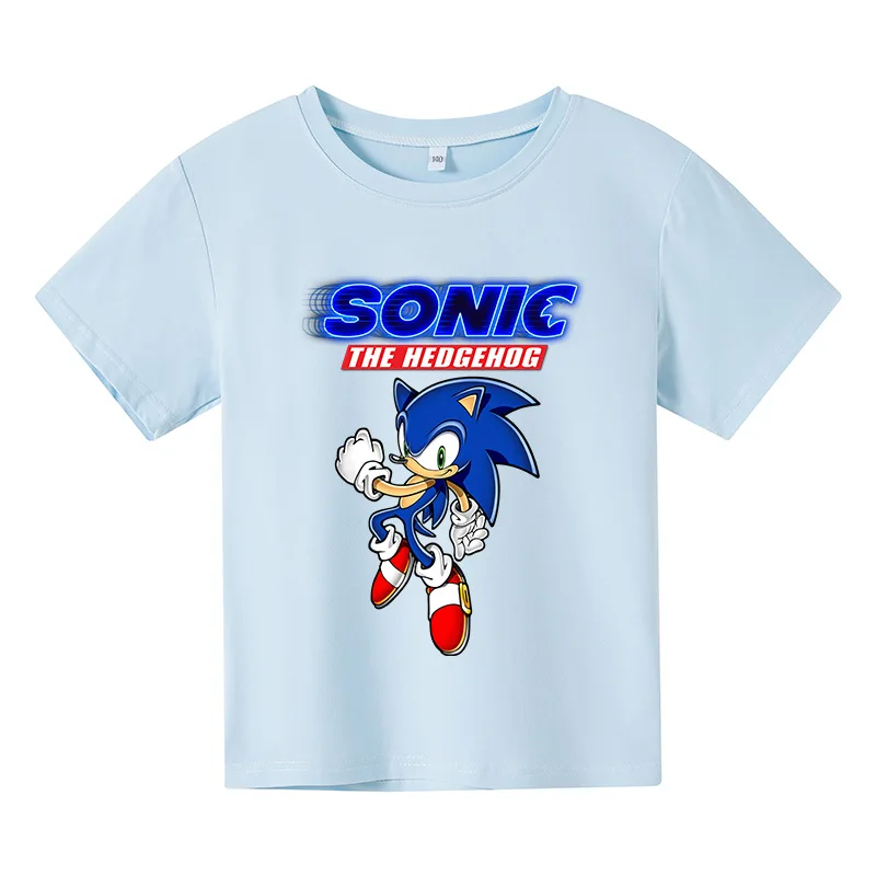 

Children's Cartoon Animation Movie Sonic Kids Cotton t-shirt Short-Sleeved Boys and Girls Casual Fun Hip-Hop Tops Baby T-shirt