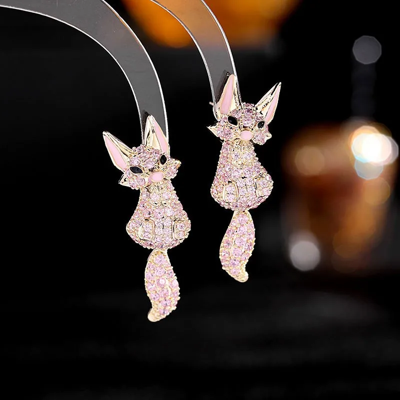 

Kawaii Fox Drop Earrings Delicate Animal Dangle Earrings for Women Cool Wedding Jewelry Cute Birthday Gift for Her Dropshipping