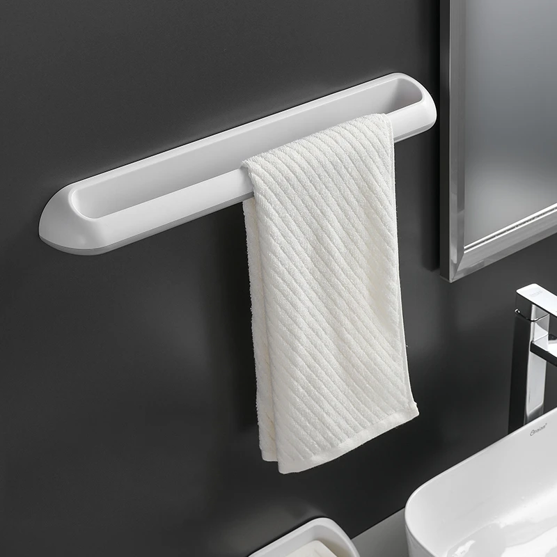 

Wall Mounted Bathroom Towel Storage Organizer Rack Creative Seamless Kitchen Towel Shelf Household Items Bathroom Accessories