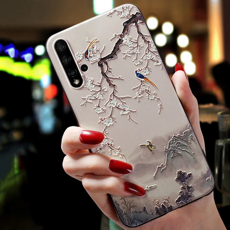 Чехол для ALCATEL 1S 2020 чехол с 3D рельефом Цветочным Тиснением телефона Alcatel 1B 1A задняя