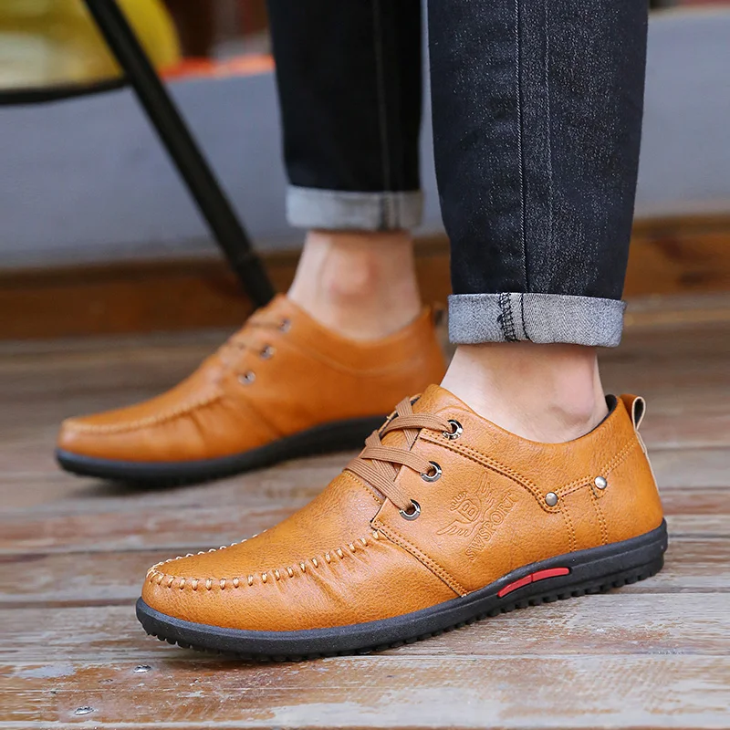Лидер продаж мужская кожаная обувь на плоской подошве модная прогулочная