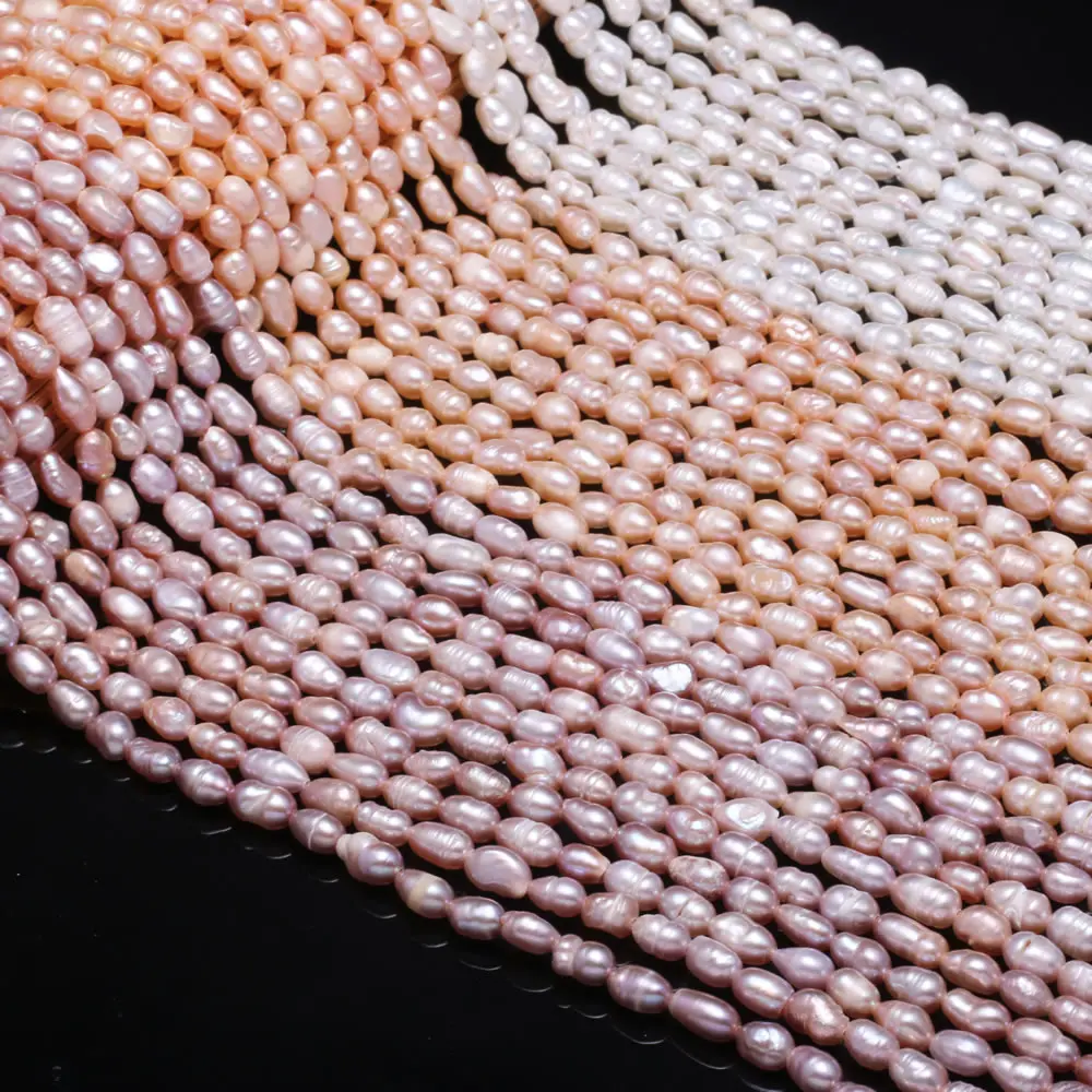 

Natural Freshwater Pearl Beads High Quality Rice Shape Punch Loose Beads for DIY Elegant Necklace Bracelet Jewelry Making 4-5mm
