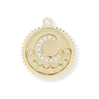 aaa cubic zirconia crystal gold plated round coin discs moon and star pendant for necklace earrings makings diy laugh face gift