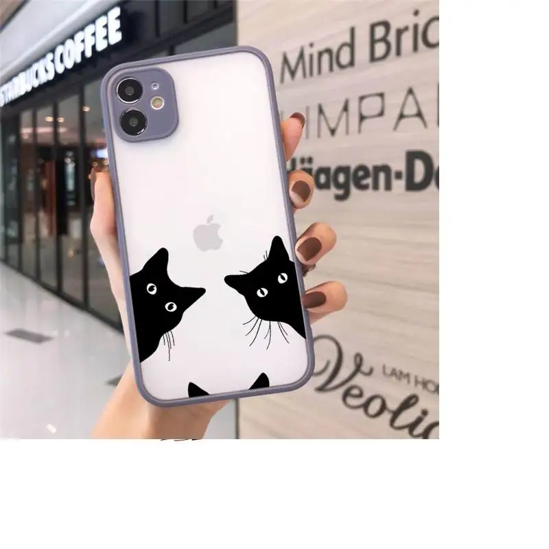 

Illustration art cat animal Phone Cases matte transparent For iphone 7 8 11 12 plus mini x xs xr pro max cover