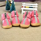 4 шт.компл. водонепроницаемая обувь для больших собак искусственная кожа собака сапоги с нескользящей подошвой тапки для чихуахуа Йорки