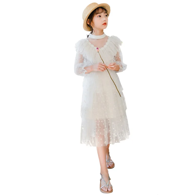 

Girls spring 2021 new children's clothing net yarn girls dress long-sleeved princess dress children's dress