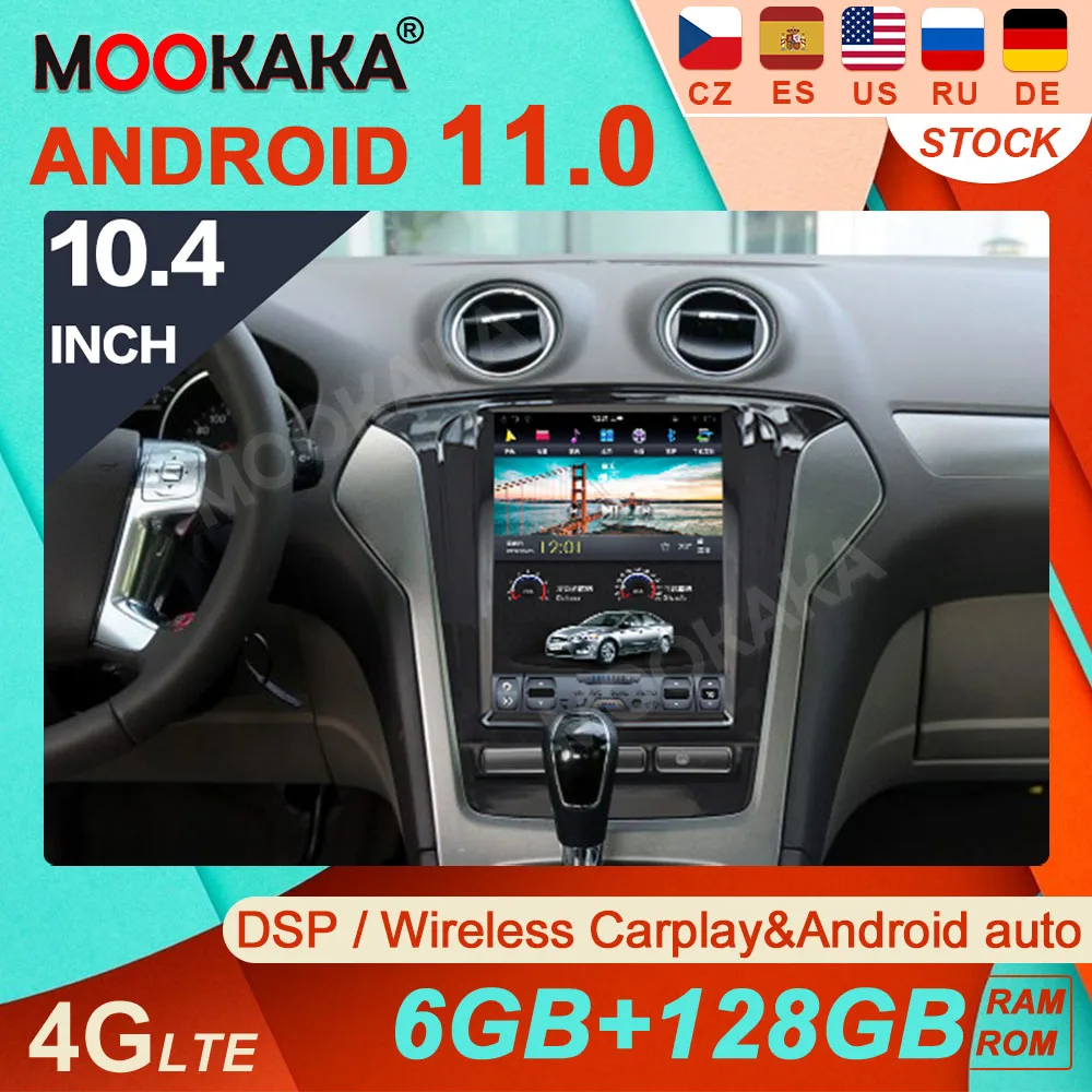 

Android 11 6+128G din Tesla For Ford Mondeo MK4 2011-2013 Car Stereo radio multimedia DVD player GPS Navi Radio Carplay Headunit