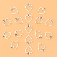 200pcslot tibetan silver hollow open heart charms pendants beads double sided for jewelry making accessories