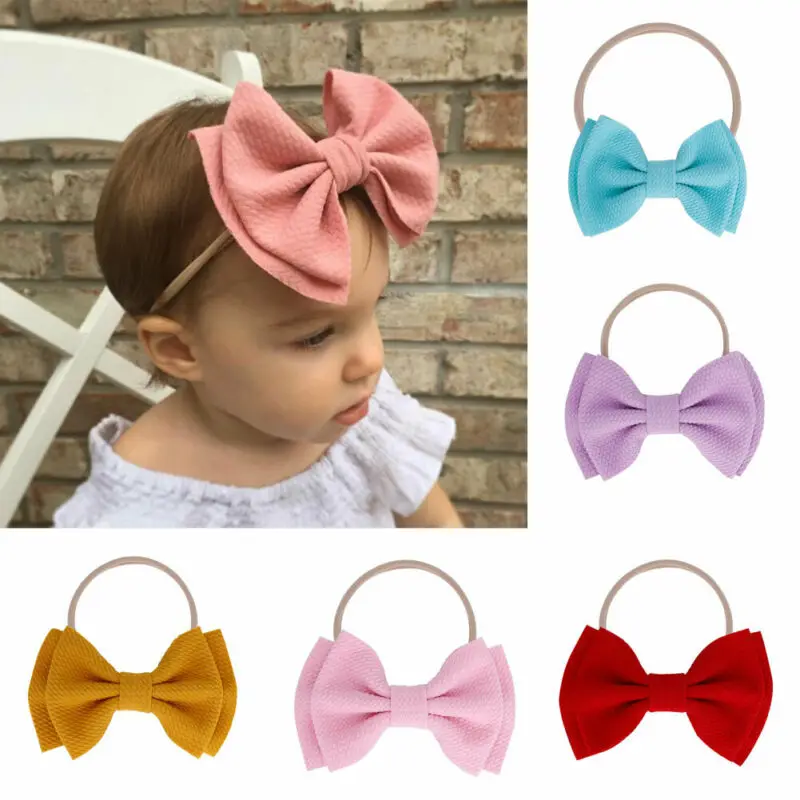 9 цветов милые повязки на голову с большим бантом двухслойные нейлоновые для