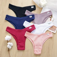 Women's Cotton Thong Low-rise Underwear Sexy Underwear Underwear Breathable and Comfortable Underwear Ms Non-trace Briefs (1)