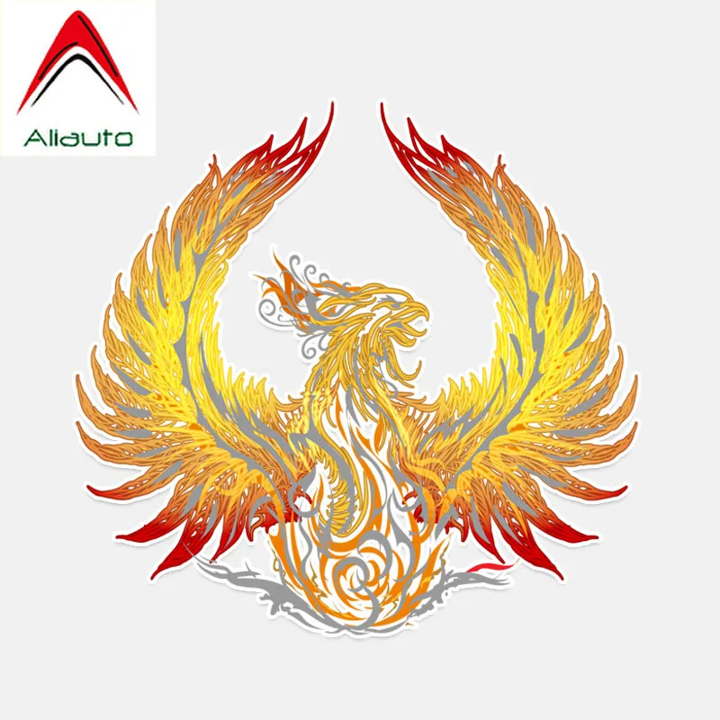 

Aliauto Unique Beautiful Flame Phoenix Flying Wings Decor Car Sticker PVC Colored Waterproof Reflective Decal,15cm*14cm