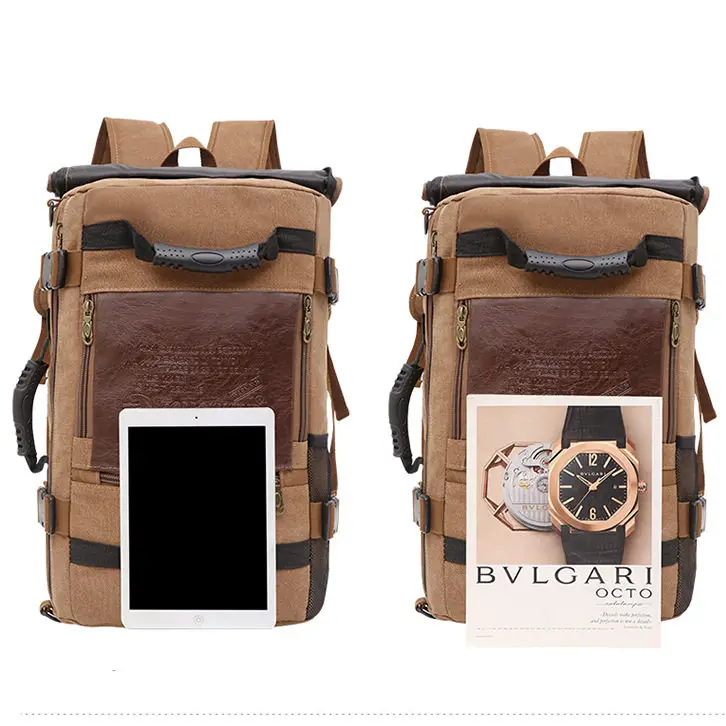 Мужской холщовый рюкзак Scione Вместительная дорожная школьная сумка через плечо