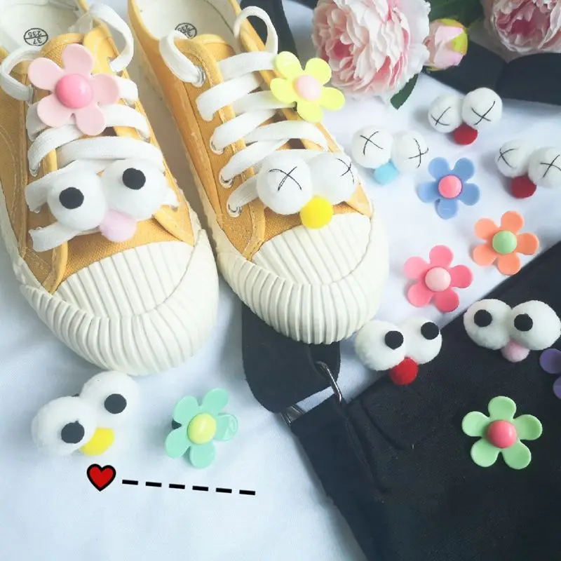 

1PCS Big Eyes Decorative Flowers Shoelace Decoration Accessories Adaptation Free Unisex Cute Shoelaces Buckle Cartoon Decoration