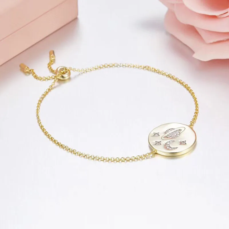 

SOELLE Brand Design 925 Sterling Silver Jewelry Galaxy Star Bracelet Micro AAA Zircon CZ Women Gold color Fine Space Style